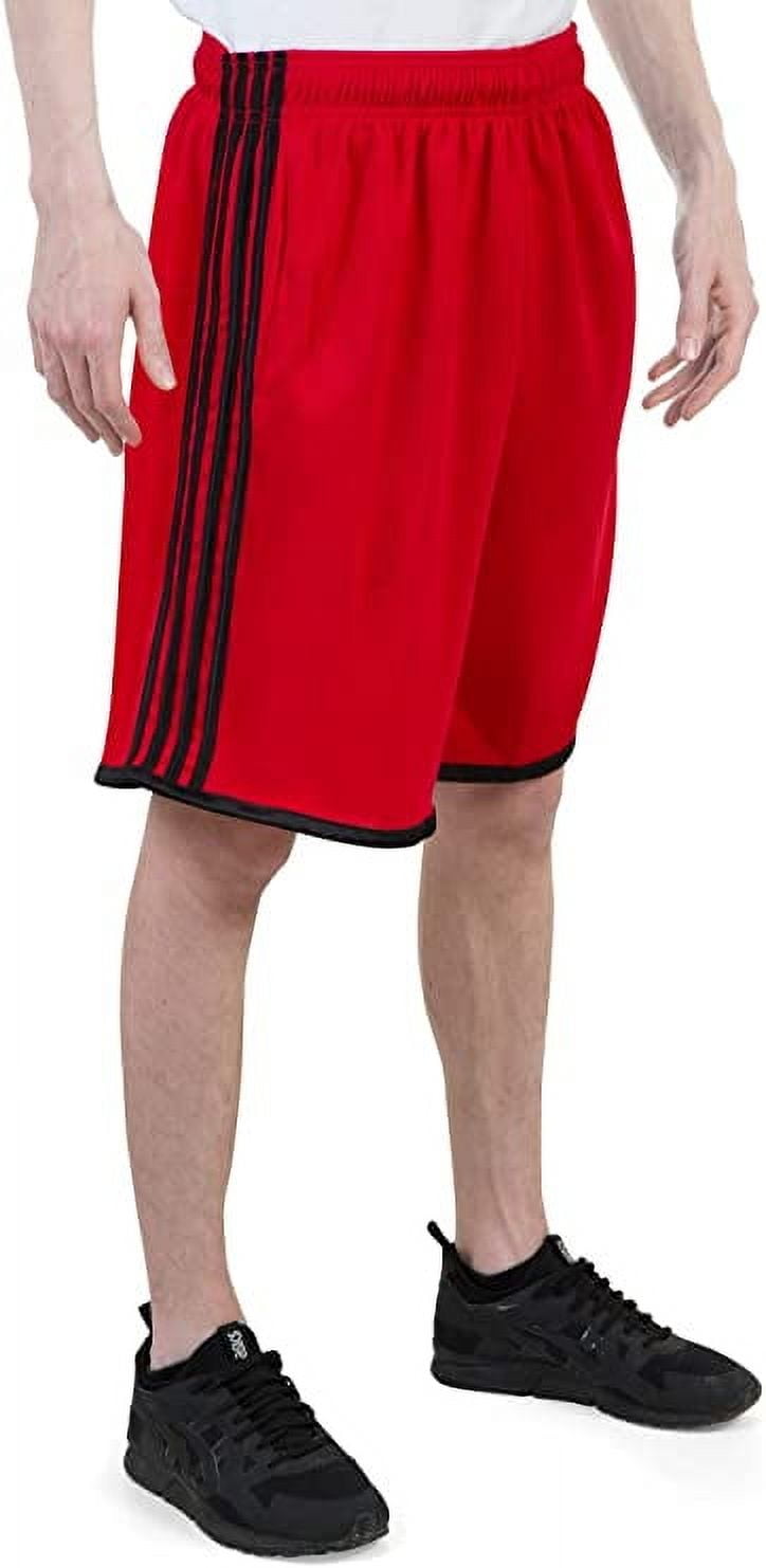 North 15 Men's Closed Mesh Athletic Basketball Shorts With Side Pockets-3063-Rd/Blk-5XL
