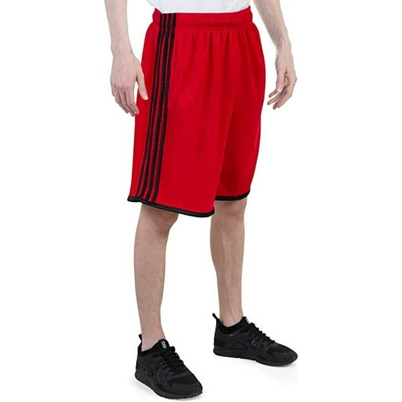 North 15 Men's Closed Mesh Athletic Basketball Shorts With Side Pockets-3063-Rd/Blk-5XL
