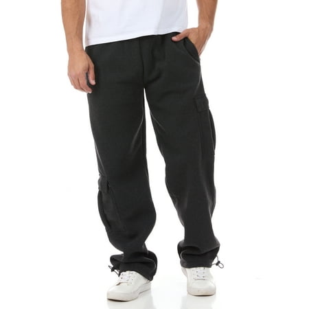 North 15 Men's Heavy Fleece Sweat Pants with Cargo Pockets-1121-Char-XXL