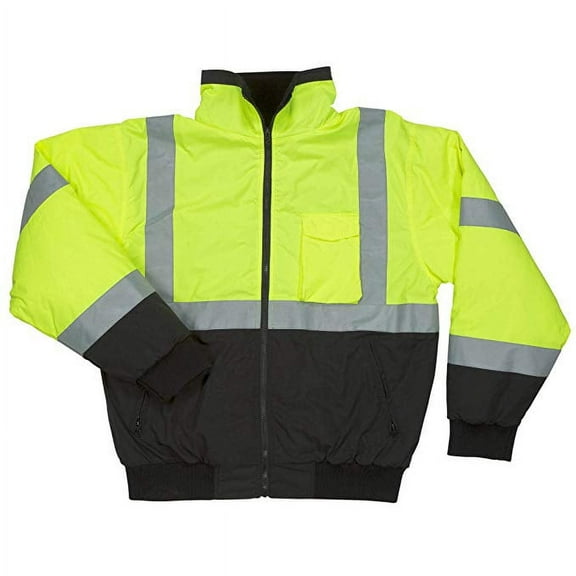 North 15 Men's High Visibility 3M Safety Bomber Jacket, Fleece Lined-2005R-Md