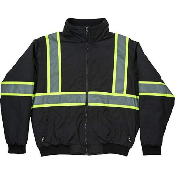 North 15 Men's High Visibility 3M Safety Bomber Jacket, Fleece Lined-2006-XL