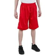Men's Horizontal Print Basketball Mesh Shorts with Side Pockets-3290-Red-4XL