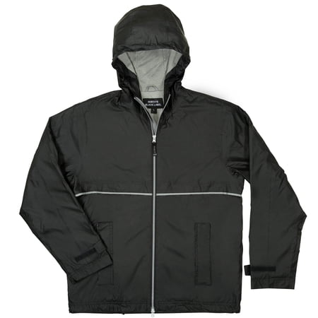 North 15 Men's Lightweight Rain Jacket with Reflective Trim & Mesh lining-2010-Black-S