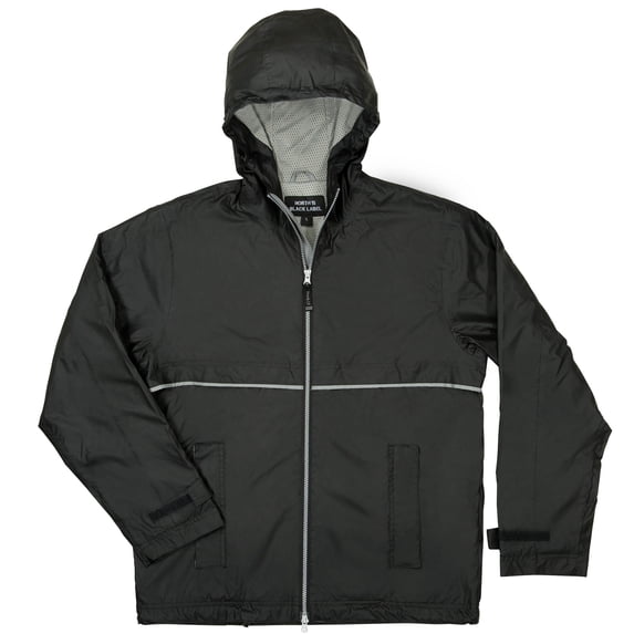North 15 Men's Lightweight Rain Jacket with Reflective Trim & Mesh lining-2010-Black-S