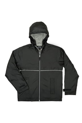 Men's Lightweight Rain Jacket with Reflective Trim & Mesh lining-2010-Black-XL