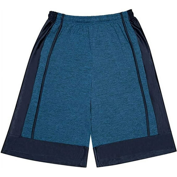 North 15 Men's Marled Athletic Basketball Short with Side Pockets-Blue-M