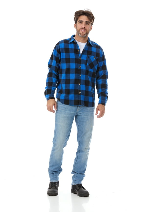 Men's Micro Fleece Buffalo Plaid Shirt-665-Des1-4XL