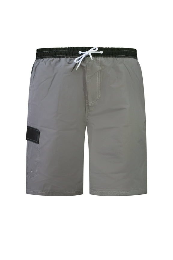 Men's Microfiber Swim Trunks with Cargo Pocket-6104-Gr-Blk-Md