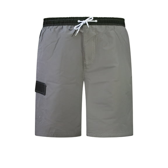 North 15 Men's Microfiber Swim Trunks with Cargo Pocket-6104-Gr-Blk-Md