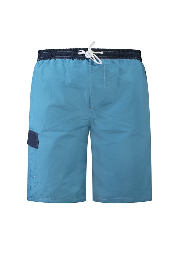 Men's Microfiber Swim Trunks with Cargo Pocket-6104-Sky-Nvy-XL