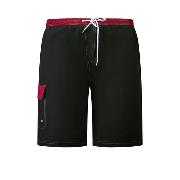 North 15 Men's Microfiber Swim Trunks with Cargo Pocket-6110-Blk-Rd-5XL