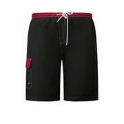 North 15 Mens Microfiber Swim Trunks with Cargo Pocket-6110-Blk-Rd-Lg
