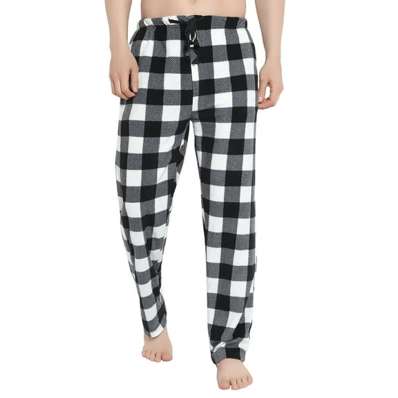 North 15 Men's Super Cozy Buffalo Plaid Micro Fleece Pajama Pants-1235-White-XXL