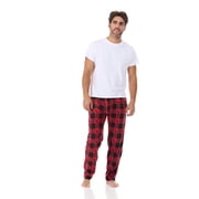 North 15 Men's Super Soft, Buffalo Plaid with Deer Head, Polar Fleece Lounge Pants-1233-Red-XL