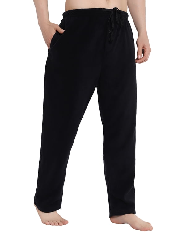 Men's Super Soft Micro Fleece Lounge Pants-1224-Blk-5XL