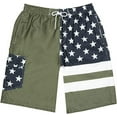 thumbnail image 1 of North 15 Men's USA American Flag Quick Dry Swim Trunk Boardshorts with Cargo Pokcet-7105-Olive-XL, 1 of 1