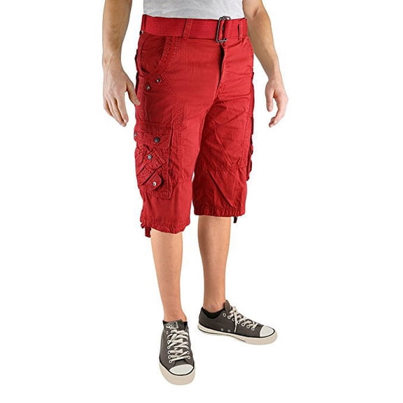 North 15 Mens Cotton Fashion Multi Pocket Belted Cargo Short-13015-Rd-46