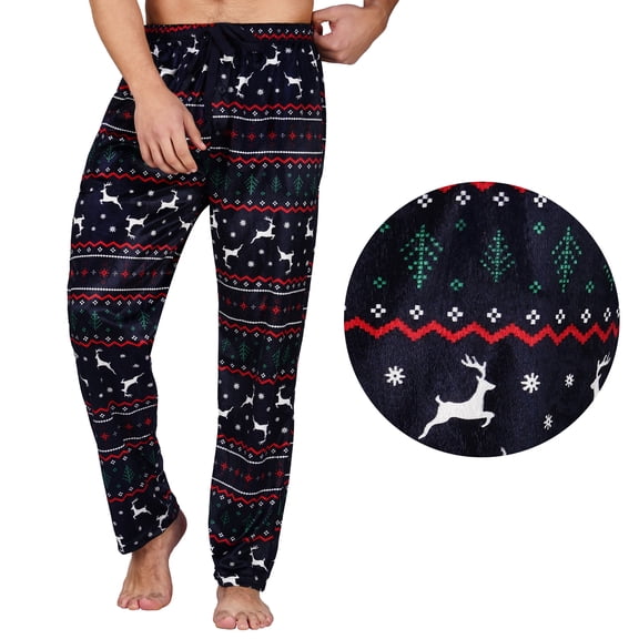 North 15 Mens Holiday Pajama Pants - Super Soft Fleece Pajama Bottom-1215-Des1-M