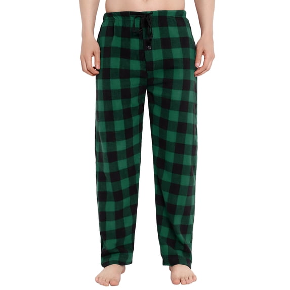 North 15 Mens Super Cozy Buffalo Plaid Micro Fleece Pajama Pants-1235-Green-XXL
