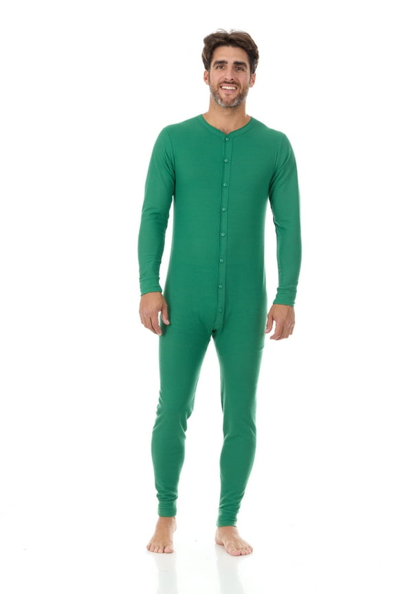 Mens Waffle Green Union Suit Underwear-90U-Green-S