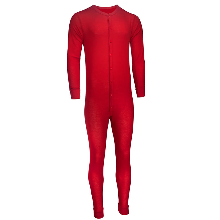 North 15 Mens Waffle Union Suit Underwear-90U-Red-4XL