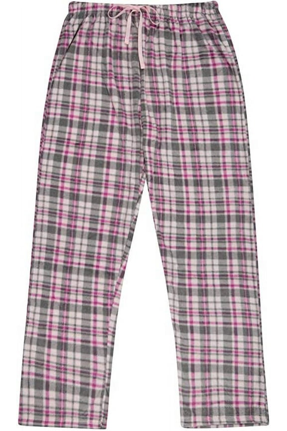Women's Super Cozy Minky Fleece Plaid Pajama Bottom-L1527-Des16-Lg