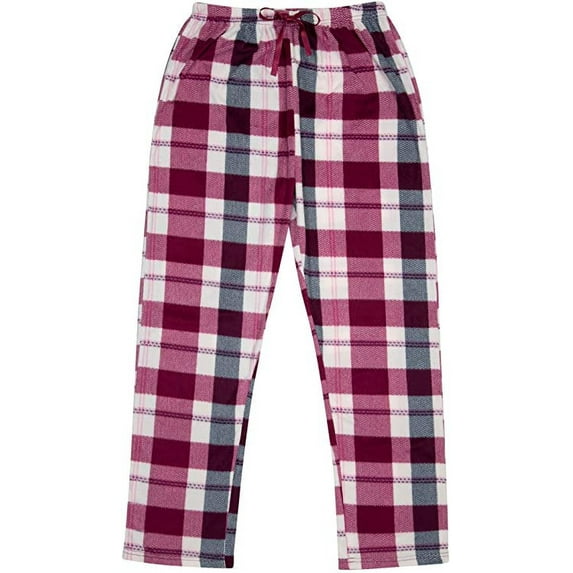 North 15 Women's Super Cozy Minky Fleece Plaid Pajama Bottom-L1527-Des19-Lg