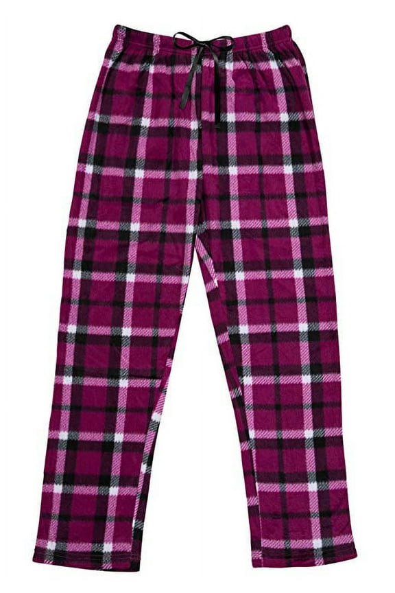 Women's Super Soft Fleece Plaid Pajama Bottom Lounge Pants-L1326-Design10-Lg
