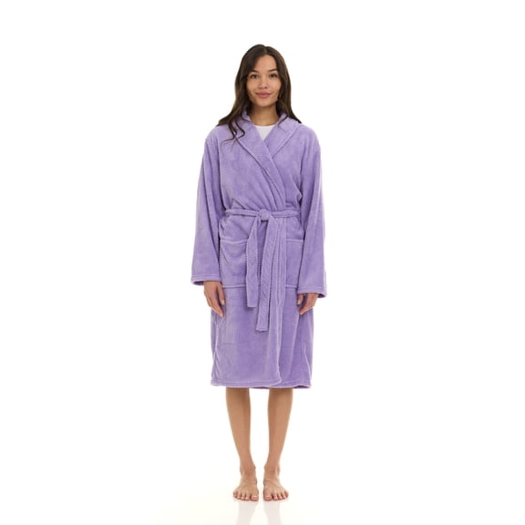 North 15 Women's Super Soft Warm Plush Fleece Bathrobe-Levender