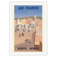 thumbnail image 1 of North Africa - France - Vintage Airline Travel Poster by Jean Even c.1950 - Fine Art Rolled Canvas Print 27in x 40in, 1 of 4