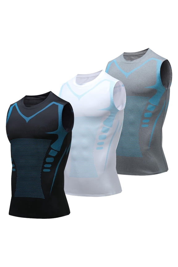 Compression Shirt, Mens Tank Tops, Slimming Body Shaper Vest, Sport Running Dry Fit Gym Shirt