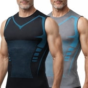 North Alpine Compression Shirt, Mens Tank Tops, Slimming Body Shaper Vest, Sport Running Dry Fit Gym Shirt