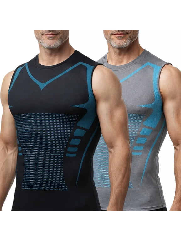 Compression Shirt, Mens Tank Tops, Slimming Body Shaper Vest, Sport Running Dry Fit Gym Shirt
