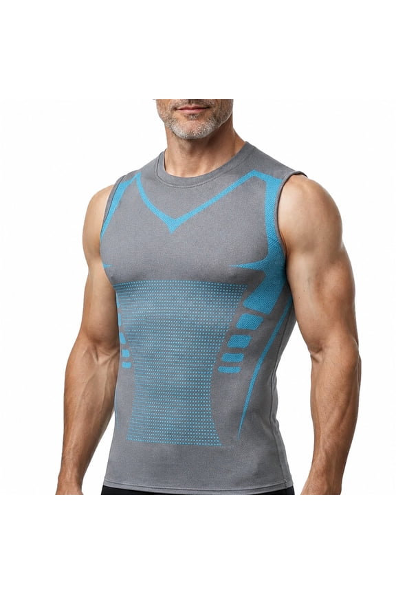 Compression Shirt, Mens Tank Tops, Slimming Body Shaper Vest, Sport Running Dry Fit Gym Shirt