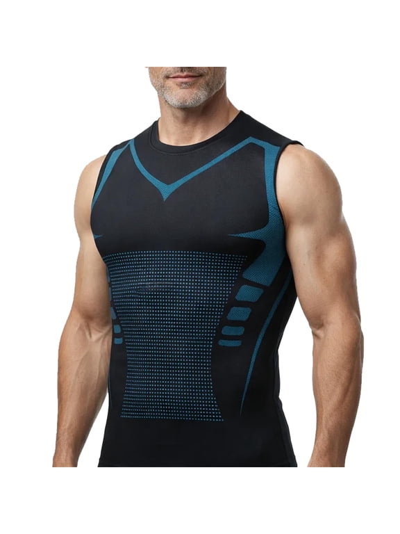 Compression Shirt, Mens Tank Tops, Slimming Body Shaper Vest, Sport Running Dry Fit Gym Shirt