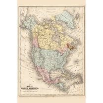 North America 1867 Vintage Antique Style Map Travel World Map with Cities in Detail Map Posters for Wall Map Art Wall Decor Geographical Illustration Destination Cool Wall Art Print Poster 12x18