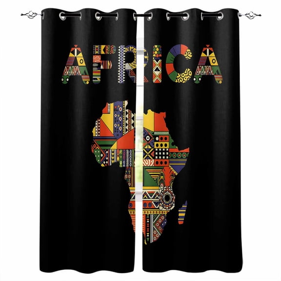 North America Blackout Curtains 96 Inch Length 2 Panels Set, Colorful Maps Boho Ethnic Patterned Art Full Shading Curtains for Windows, Blackout Curtains for Bedroom Living Room 52"x96"