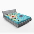 thumbnail image 1 of North America Fitted Sheet, Continent Map with Cartoon Style Indigenous Animals Bear Moose Whale Gator, Soft Decorative Fabric Bedding, Full Size, Multicolor, by Ambesonne, 1 of 2