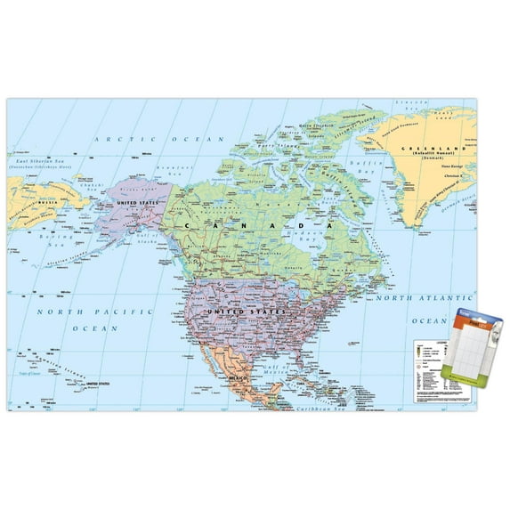 North America Map 2023 Wall Poster, 14.725" x 22.375"
