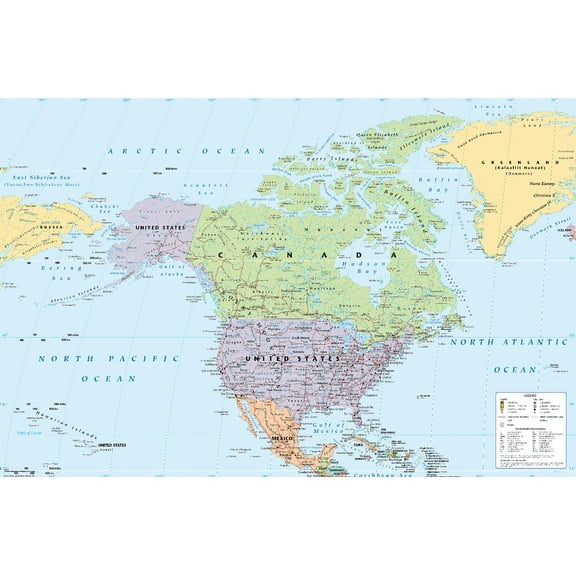 North America Map 2024 Wall Poster, 22.375" x 34"