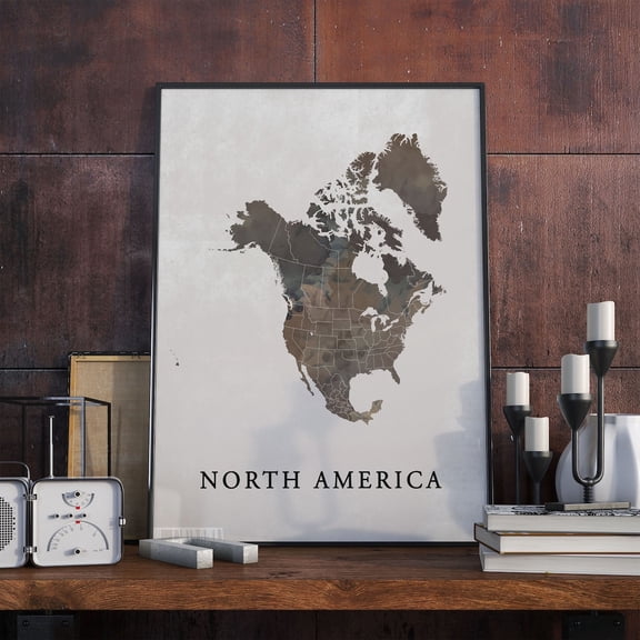 North America Map Wall Art Print Vintage Travel Decor