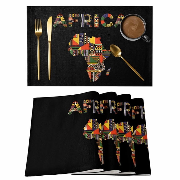 North America Placemats Set of 4 Colorful Maps Boho Ethnic Patterned Art Place Mats Indoor Wipeable Table Mats Washable Cloth Dining Table Placemats for Kitchen Holiday Party Home Decor 13x19 Inch