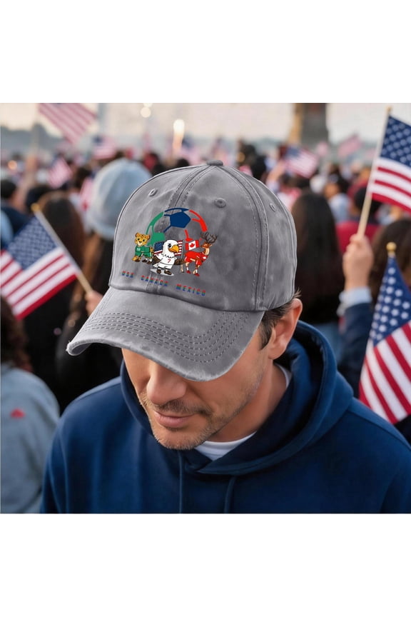 North America Soccer Mascot Hat USA Canada Mexico Football Fan BaseballHat Unisex