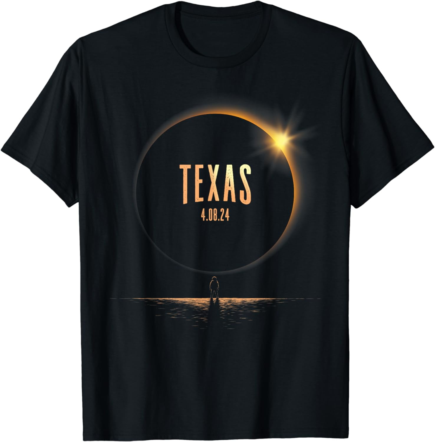 North America Total Solar Eclipse 2024 Texas USA TShirt Black