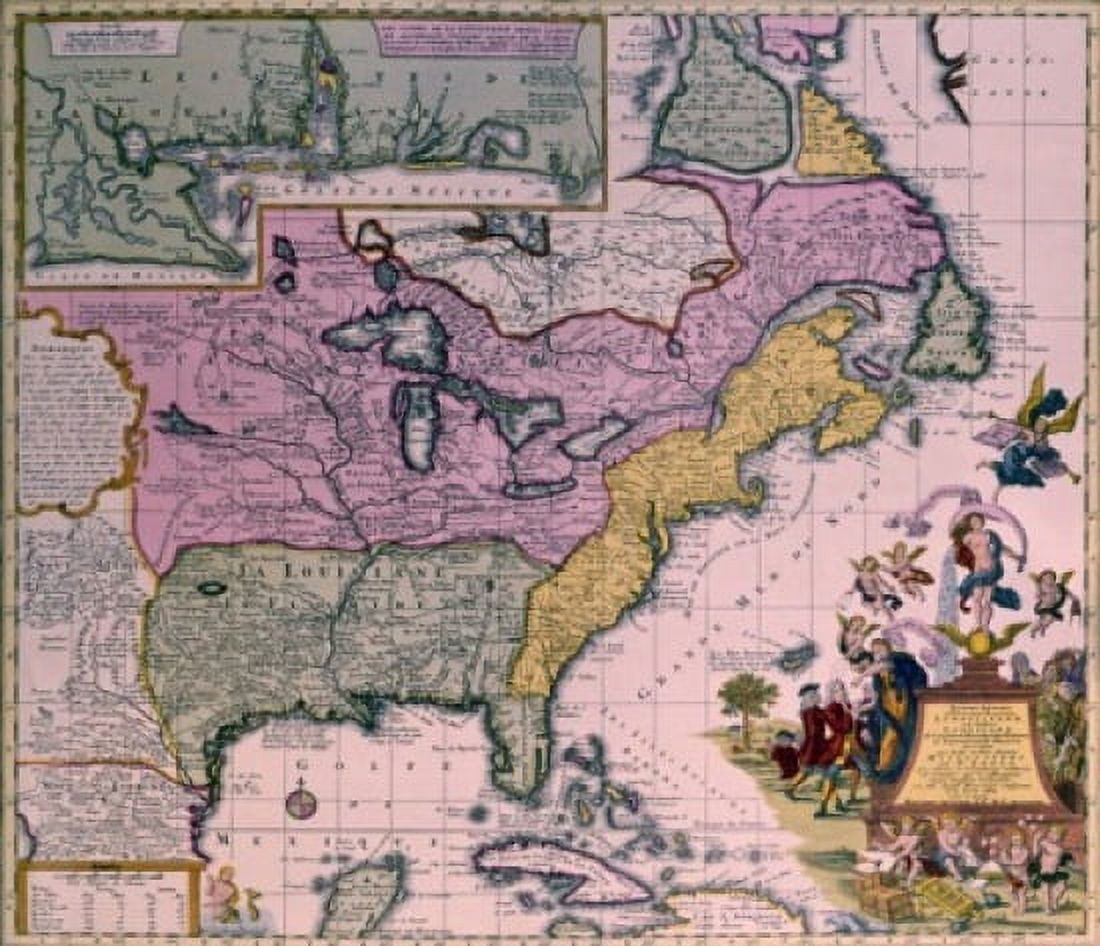 North America map circa 1735 Canvas Art - (18 x 24)