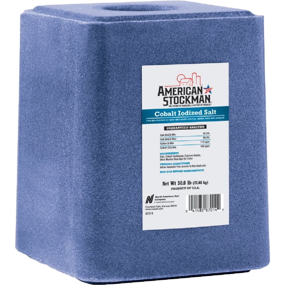 American Stockman Cobalt Iodized Salt Block - 50 Lbs