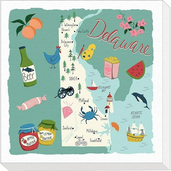 North American Art 11 x 11 in. Home State Home Delaware - Gallery Wrapped Canvas Print