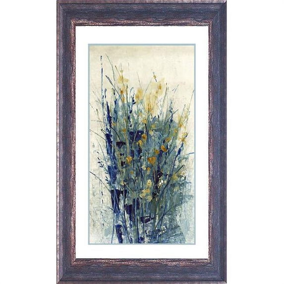 North American Art N2156 25.5 x 38 in. Indigo Floral I Framed Art Print