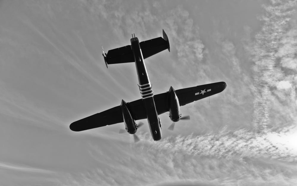 North American B-25G Mitchell bomber in flight near Mesa Arizona Canvas Art - Scott GermainStocktrek Images (18 x 12)