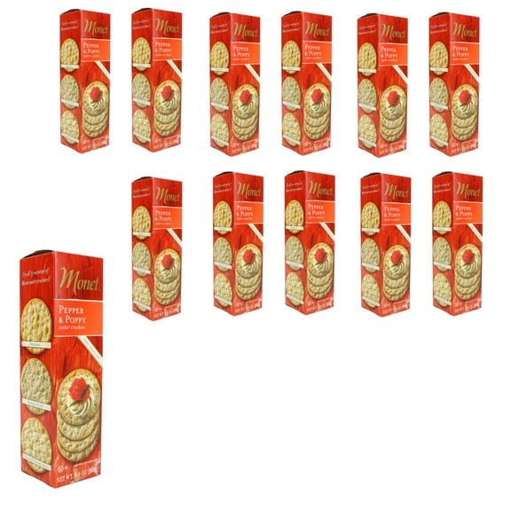 Monet Pepper & Poppy Water Cracker 4.4 OZ, 12 Pack